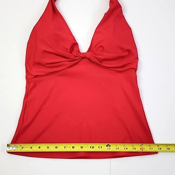 DKNY Women's Red Halter Tankini Top V Neck Padded Cups 4-Way Stretch Sz M - Picture 11 of 11